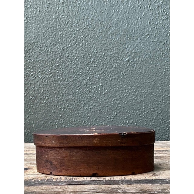Vintage Rustic Shaker Style Wooden Oval Box For Sale - Image 16 of 17