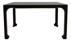 Hickory White Modern Black Lacquer Console Desk With Brass Trim and Drawer