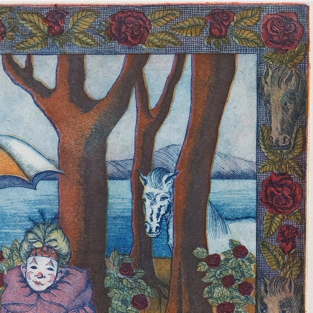 'Surreal Landscape, Preparing for the Hunt' by Roberta Loach, 1980, Performers With a Horse and Fox For Sale - Image 11 of 14