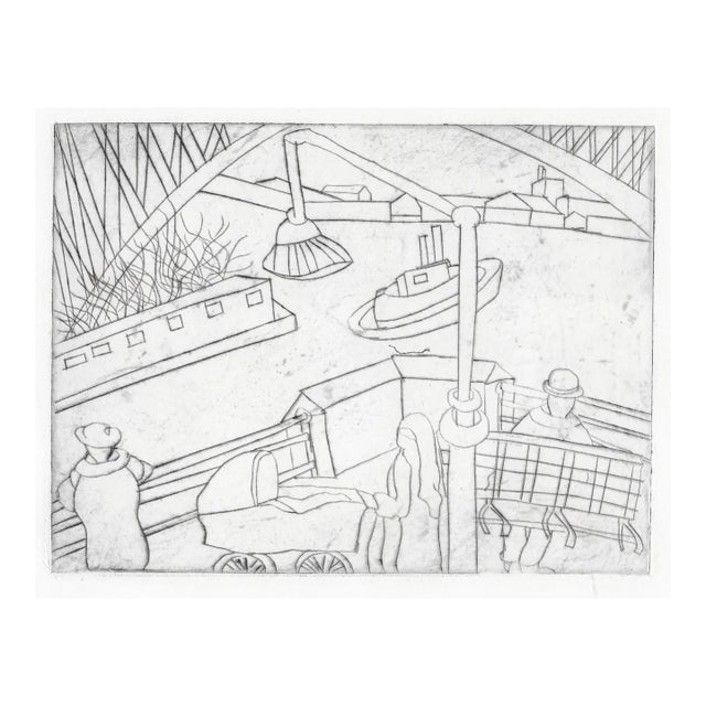 1950s Harbor Industrial Etching For Sale