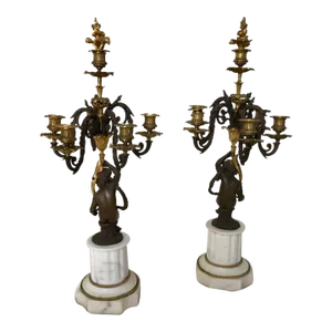 Pair of 19th Century French Bronze Candelabras