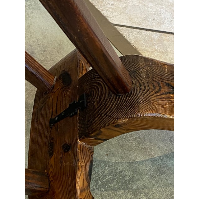 Vintage Brutalist Tripod Chair in Carved Wood, 1970s For Sale - Image 11 of 18