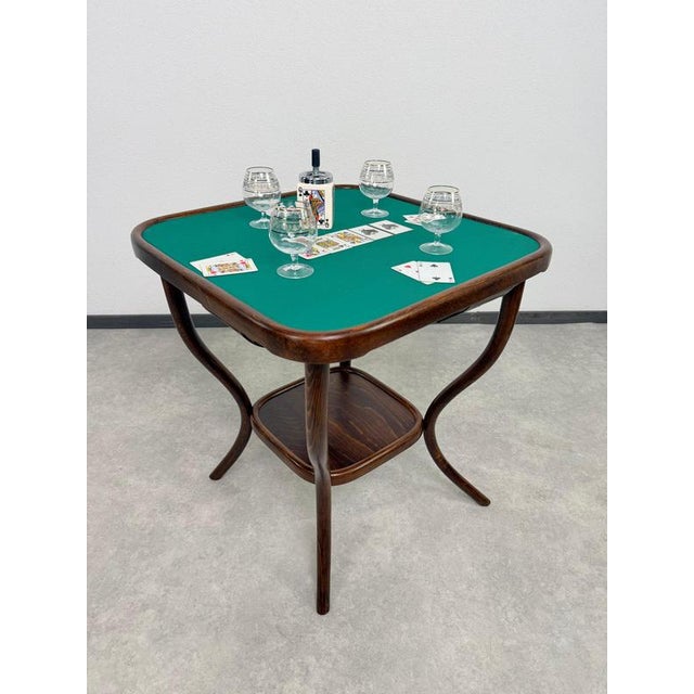 Wood Art Nouveau Bentwood Card Table Model No. 8 from Gebrüder Thonet, 1920s For Sale - Image 7 of 12