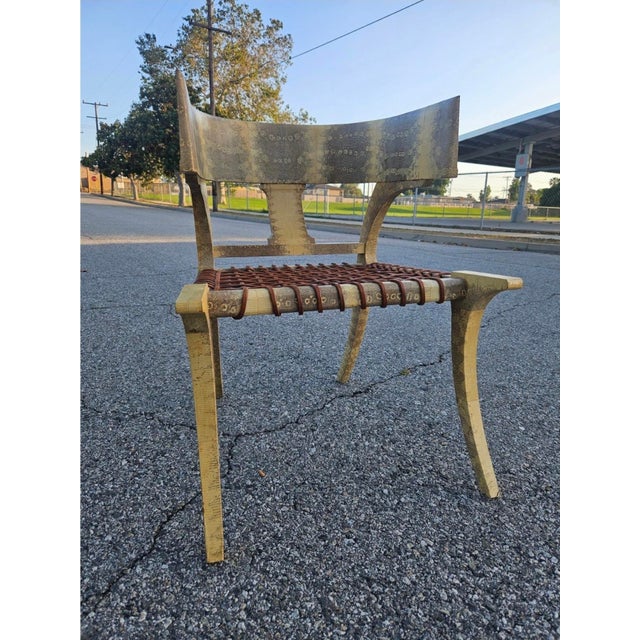 Wood Klismos Lizard Skin Leather Chair Scala Style For Sale - Image 7 of 14