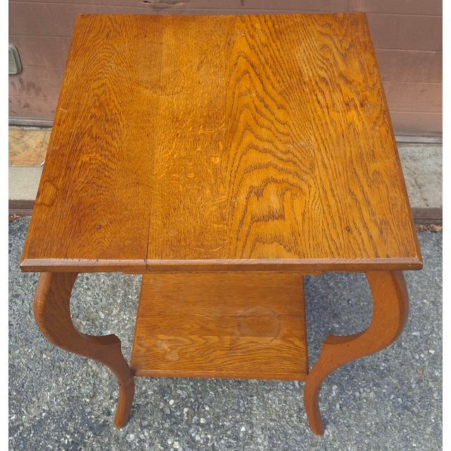 Late 19th Century Victorian Arts and Crafts Oak Two-Tier Single Drawer Side Table For Sale - Image 9 of 12