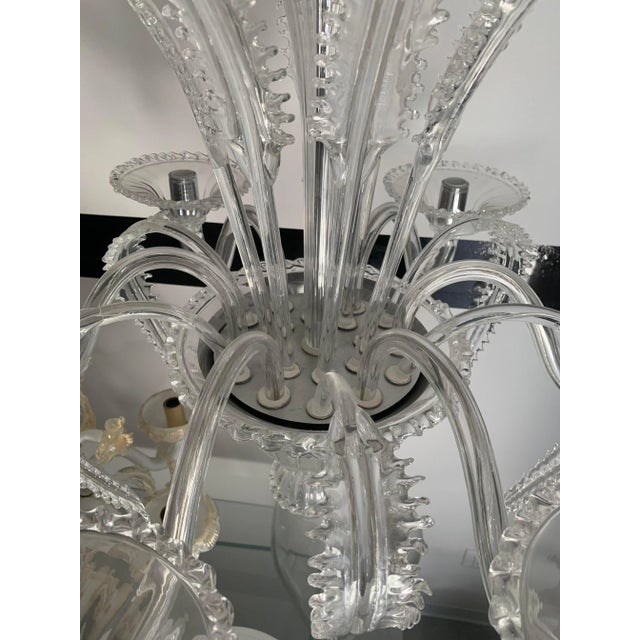 Venetian Transparent Murano Style Glass Chandelier with Ferns Felci Leaves from Simoeng For Sale - Image 3 of 13
