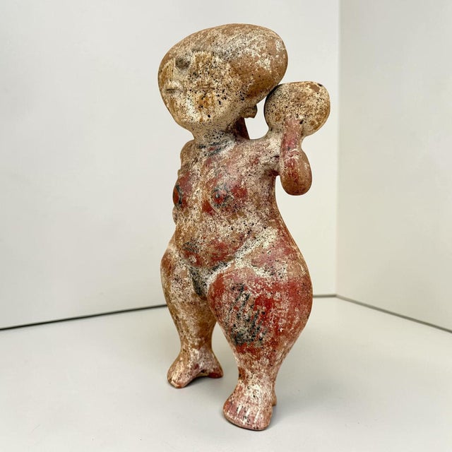 Mexican Nayarit Chinesco Standing Female Figurine For Sale - Image 3 of 10