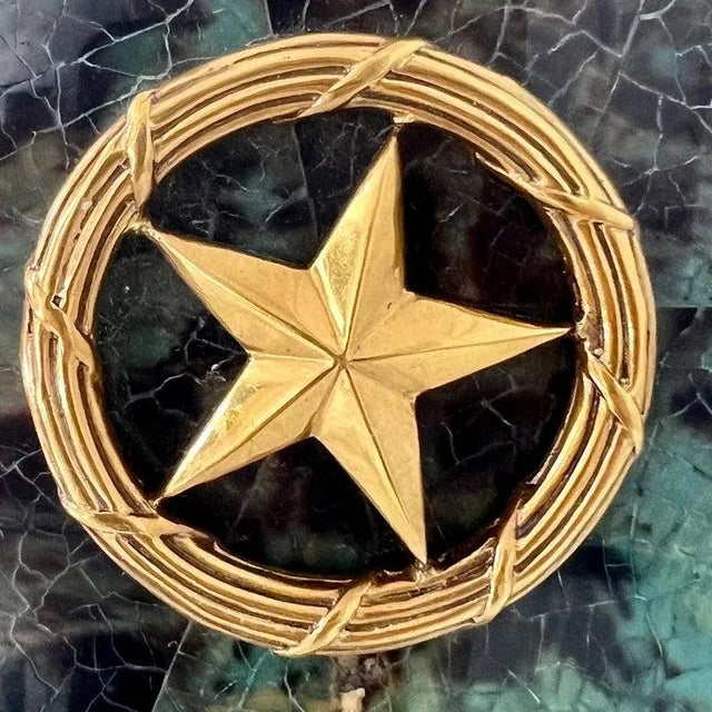 Mosaic Green Penshell Box With Brass Accent by Maitland Smith For Sale - Image 9 of 9