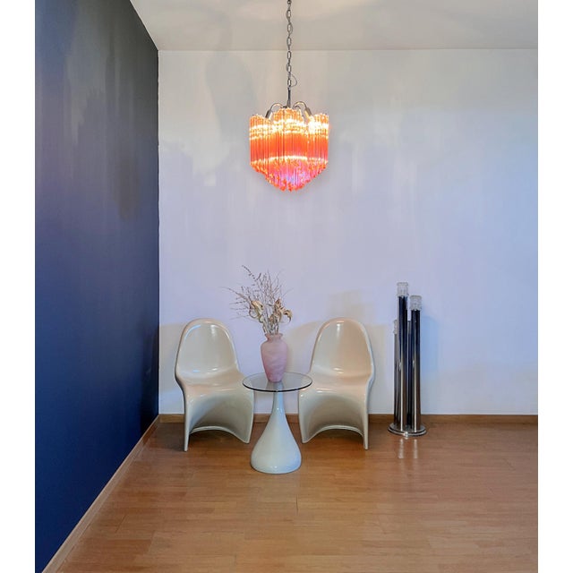 Modern Quadriedri Glass Chandelier in 60 Pink Prism Quadriedri, 1990 For Sale - Image 4 of 17