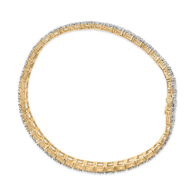 Haus of Brilliance IGI Certified 14K Yellow Gold Plated Sterling Silver 10.0 Cttw Faint Brown Diamond 4 Row Tennis Bracelet For Sale - Image 4 of 7