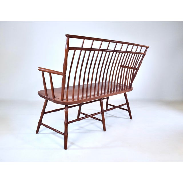 Vintage American Birdcage Windsor Bench, 1990's After Nichols & Stone For Sale - Image 12 of 14
