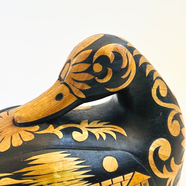 Wood Vintage Carved Wood Duck Box For Sale - Image 7 of 13