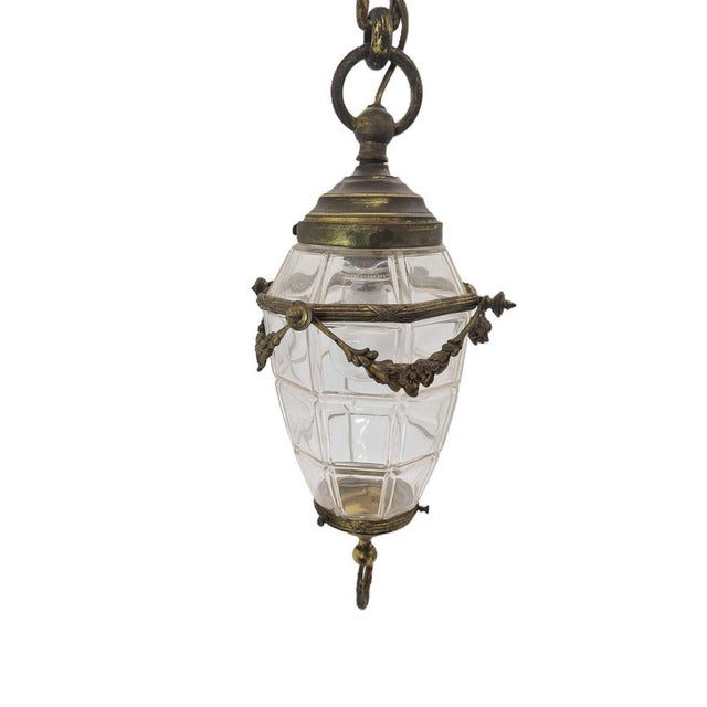 Vintage Brass and Beveled Glass Pendant Lamp, 1960s For Sale - Image 13 of 13