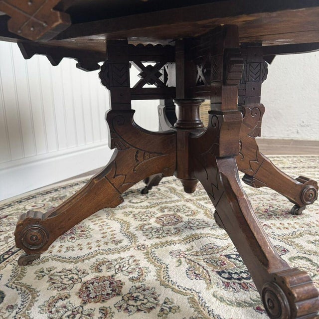 Antique Victorian Marble Top Walnut Side Table For Sale - Image 4 of 13
