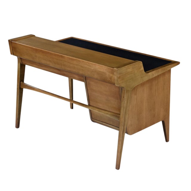 Restored John Van Koert Drexel Profile Leather Top Desk With File Drawer For Sale - Image 10 of 14