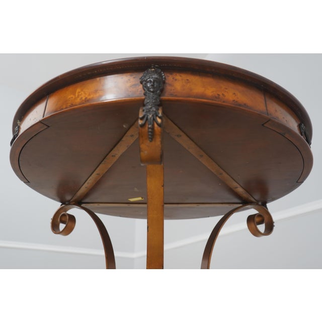 Theodore Alexander Round Iron and Burl Walnut Drum Table For Sale - Image 16 of 18