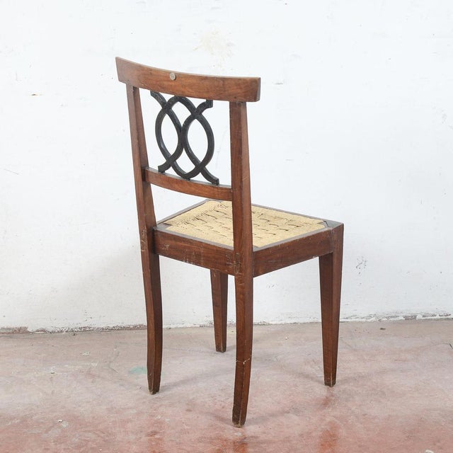 Textile 18th Century Style Chair with Raffia Seat For Sale - Image 7 of 9
