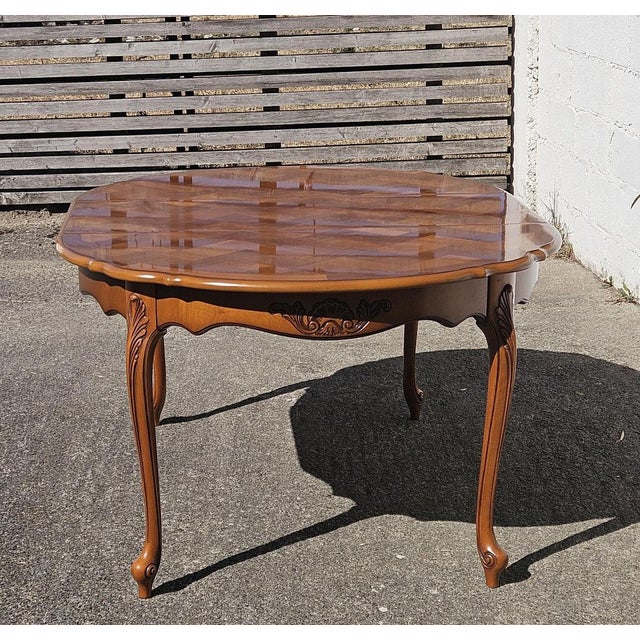 French Louis XV Style Extendable Marqueterie Cherrywood Dining Table, 1880s For Sale - Image 13 of 18