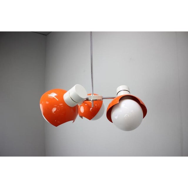 Czechoslovak Space Age Orange and Opaline Glass Chandelier from Napako, 1970s For Sale - Image 10 of 17