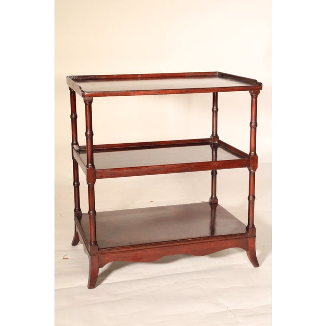 Pair of English Regency Style Mahogany 3 Tier Side Tables For Sale - Image 4 of 11