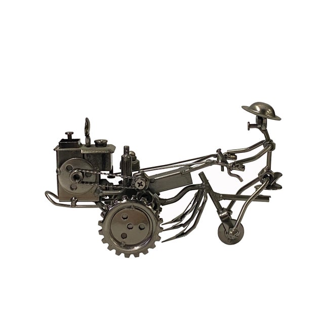 Pewter Nickel Color Metal Mechanic Rider Display Art Figure For Sale In San Francisco - Image 6 of 6