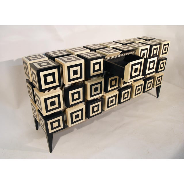 Ondulation Buffet in Black and White Sycamore Marquetry by Aymeric Lefort For Sale - Image 13 of 14