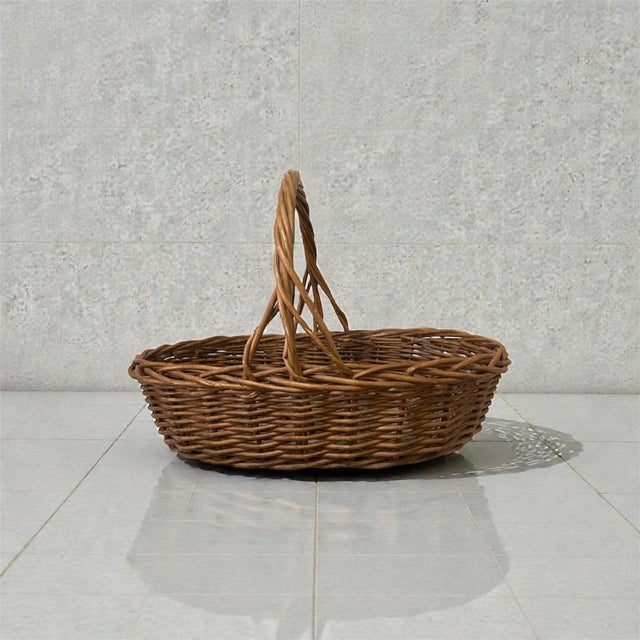 XXL Vintage Antique Gathering Basket For Sale - Image 4 of 9