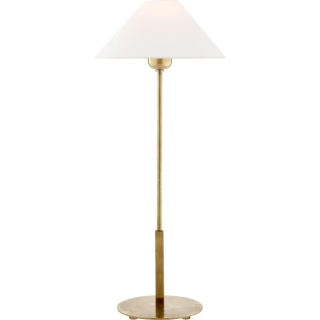 Modern J. Randall Powers by Visual Comfort Signature Hackney Table Lamp in Hand-Rubbed Antique Brass with Linen Shade For Sale - Image 3 of 3