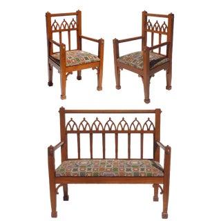 Early 1900 Secessionist Sofa and Armchairs, Set of 3 For Sale
