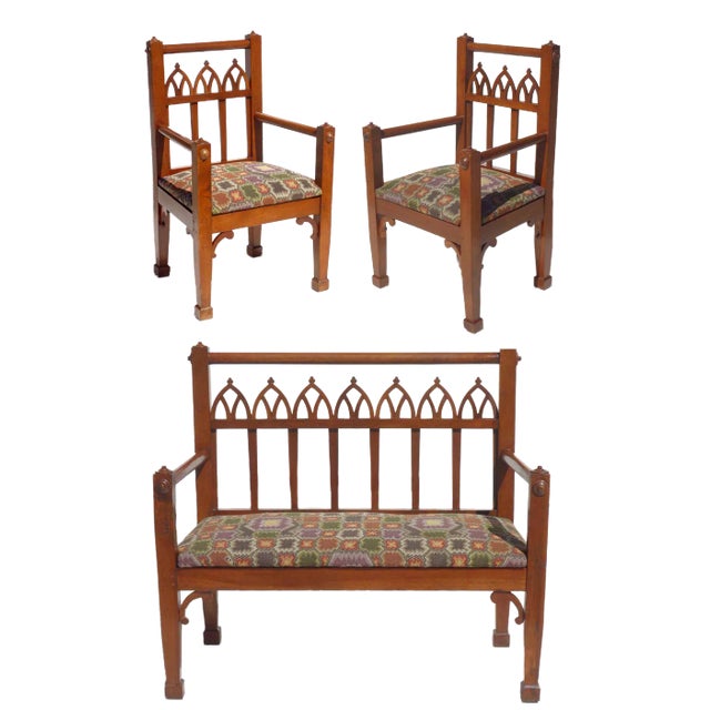 Early 1900 Secessionist Sofa and Armchairs, Set of 3 For Sale
