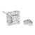 .925 Sterling Silver 1/4 Cttw Princess and Round Cut Diamond Halo Stud Earrings (I-J Color, I2-I3 Clarity) For Sale - Image 4 of 6