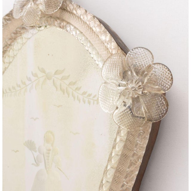 Transparent Venetian Etched Mirrored Glass Appliques, Pair For Sale - Image 8 of 10