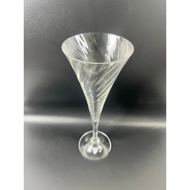 Early 21st Century Orrefors Helena Crystal Champagne Flutes Glasses Optic Swirl, Set of 4 For Sale - Image 5 of 11