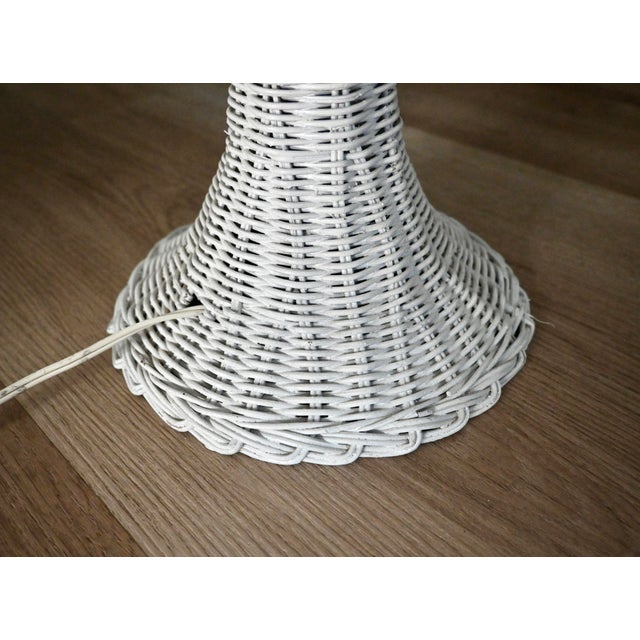 Vintage Rattan Mushroom Lamp in White – Coastal Boho / Palm Beach Regency For Sale In Tampa - Image 6 of 8