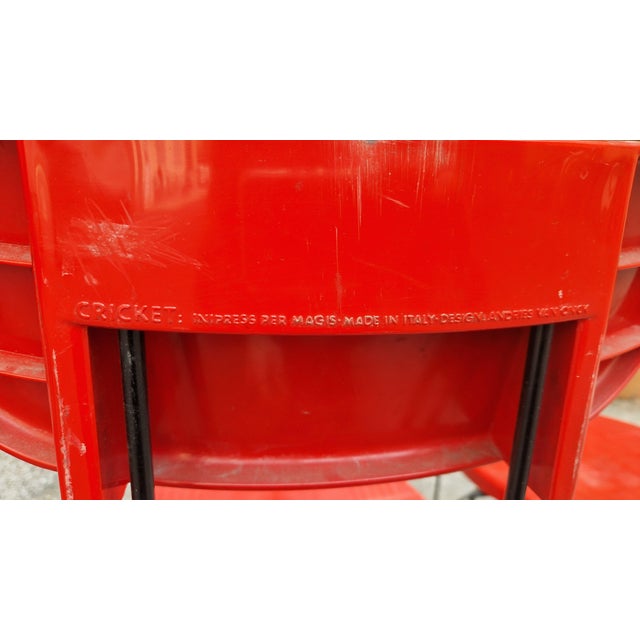 Mid-Century Modern Cricket Folding Chairs in Black Metal and Red Plastic by Andries Van Onck for Magis, 1970s, Set of 4 For Sale - Image 3 of 11