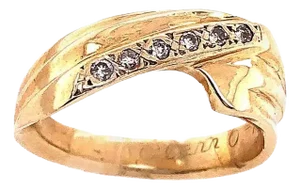 14 Karat Yellow Gold and Diamond Freeform Ring