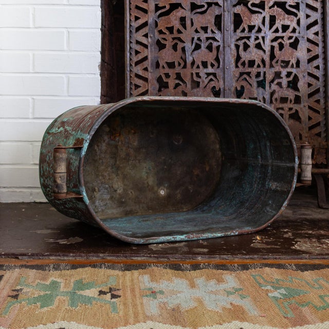 Antique Copper Boiler or Washtub for Firewood or Plants For Sale - Image 15 of 15