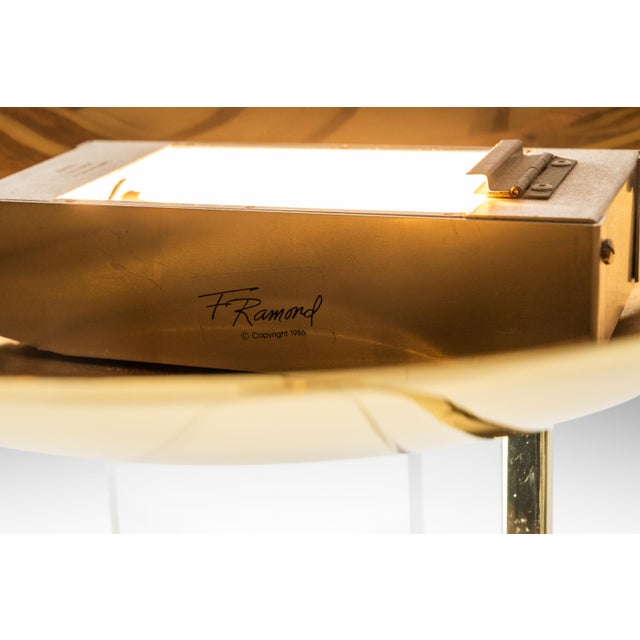 Mid-Century Modern Hollywood Regency "Uplighter" Freestanding Floor Lamp in Brass & Lucite by Fredrick Ramond, Usa, C. 1986 For Sale - Image 11 of 12