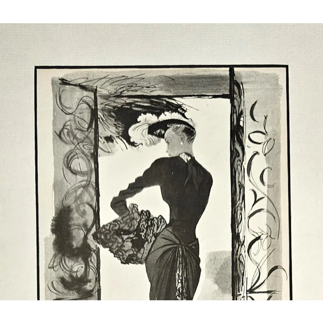 This is a French fashion design by the iconic Pierre Balmain. It is a design print that dates to 1947. It originally...