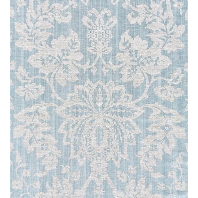 Sample - The House of Scalamandré Metalline Damask Fabric, Bluestone For Sale