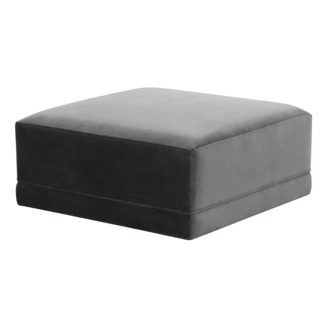 2020s Willow Charcoal Performance Velvet Ottoman For Sale - Image 5 of 5