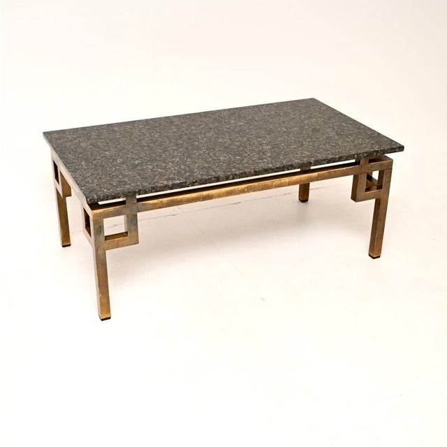 Vintage French Brass and Marble Coffee Table, 1960 For Sale - Image 9 of 9