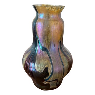 Art Nouveau Iridescent Glass Vase, 1890s For Sale
