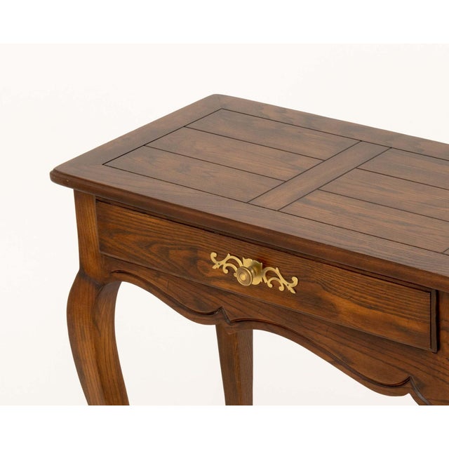 Late 20th Century Henredon French Provincial Style Oak Console Table For Sale - Image 5 of 9