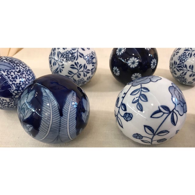 Vintage Blue & White Carpet Balls Set of 7 Chairish