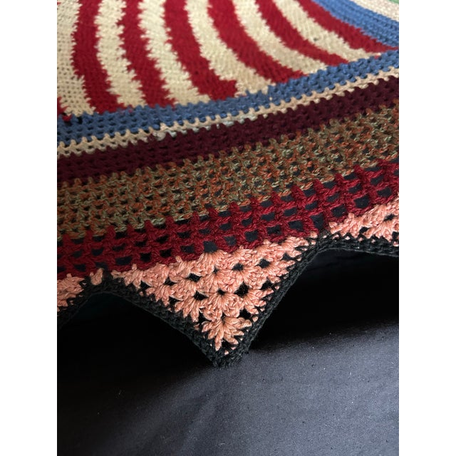 Antique 1940’s 48 Star Flag God Bless America Folk Art Crochet Bed Spread From Collection of Bates Lowry For Sale - Image 11 of 12