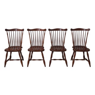 Set of 4 Frederick Duckloe Cherry Windsor Dining Chairs For Sale