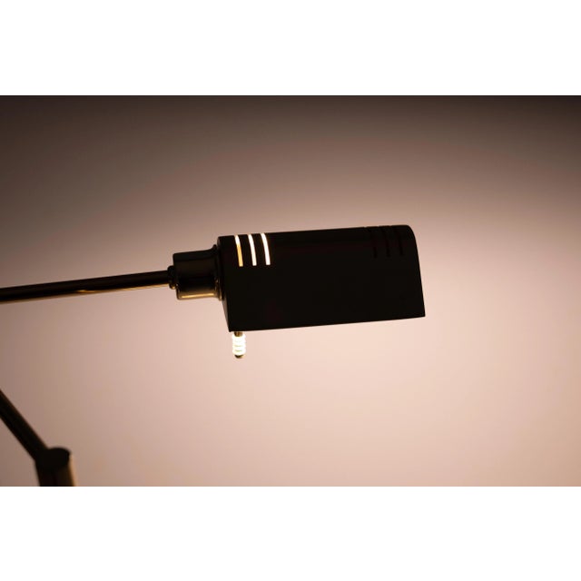 Gold Brass Swing Arm Floor Lamp from Holtkötter, Germany, 1980s For Sale - Image 8 of 9