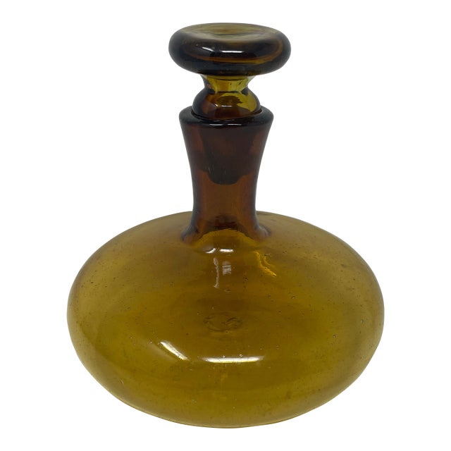 Mid Century Amber Glass Ships Decanter For Sale