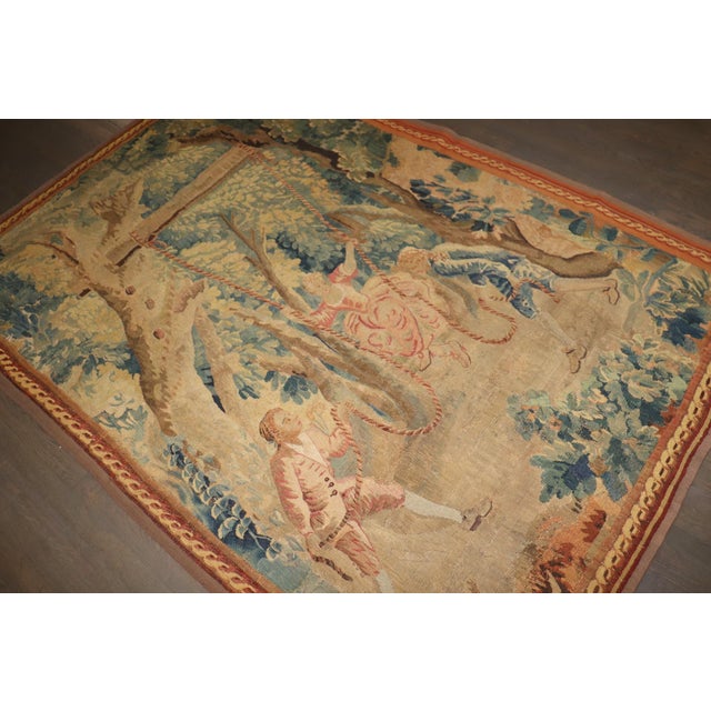 18th Century Late 18th Century Flemish Man Woman Tapestry rug no. 10937 For Sale - Image 5 of 9